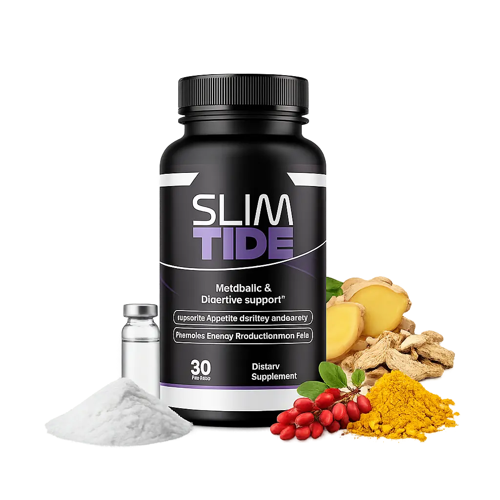 SlimTide bottle with ingredients